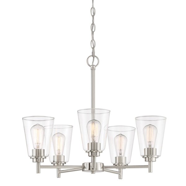 Designers Fountain Westin 5 Light Modern Satin Platinum with Clear Glass Shades Chandelier For Dining Rooms 95785-SP - main